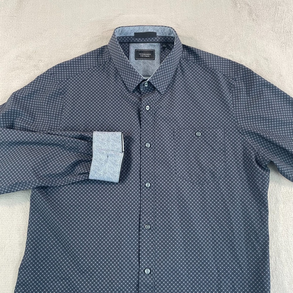 7 Diamonds 4-Way Stretch Shirt Men Large Black Diamonds Unified Performance NWOT